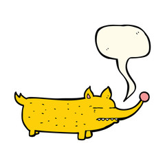 cartoon funny little dog with speech bubble