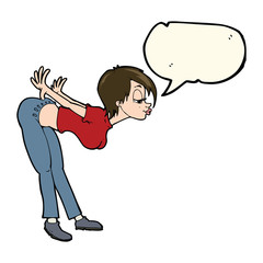 cartoon sexy woman with speech bubble
