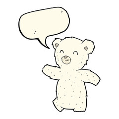 cute cartoon polar bear with speech bubble