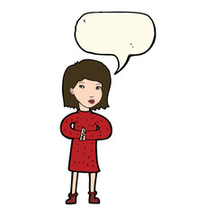 cartoon calm woman with speech bubble