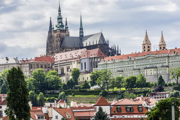 Obraz premium Castle, Cathedral St. Vitus from Vltava River. Prague, Czech Rep