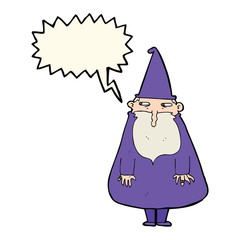 cartoon wizard with speech bubble