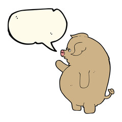 cartoon fat pig with speech bubble