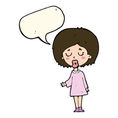 cartoon woman explaining her point with speech bubble