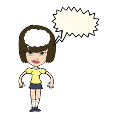 cartoon woman with idea with speech bubble