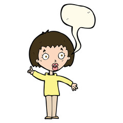 cartoon woman explaining her point with speech bubble