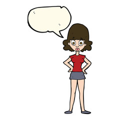 cartoon surprised woman with speech bubble