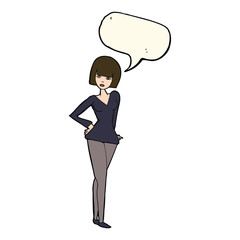 cartoon pretty woman with speech bubble