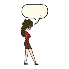 cartoon annoyed woman with speech bubble