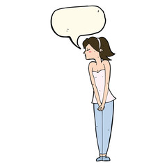cartoon pretty woman with speech bubble