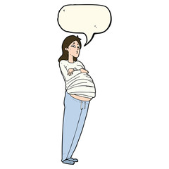 cartoon pregnant woman with speech bubble