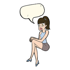 cartoon pretty woman with speech bubble