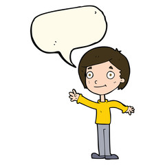 cartoon happy boy with speech bubble