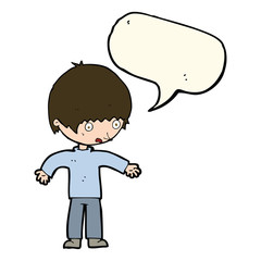 cartoon confused boy with speech bubble