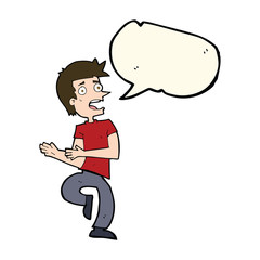 cartoon stressed out man with speech bubble