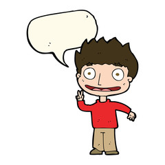 cartoon happy boy with speech bubble