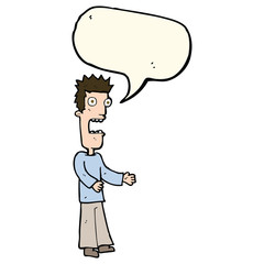 cartoon man freaking out with speech bubble