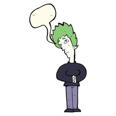 cartoon curious vampire with speech bubble