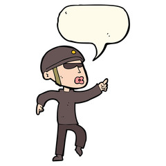 cartoon man in bike helmet pointing with speech bubble