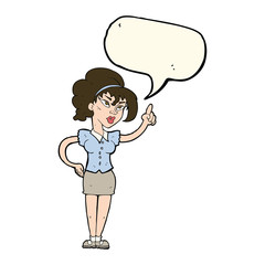 cartoon woman with idea with speech bubble