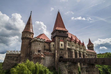 Fototapeta na wymiar Corvin Castle or Hunyadi Castle in Hunedoara, Romania