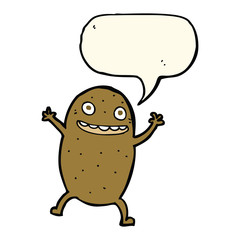 cartoon happy potato with speech bubble