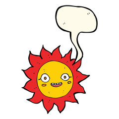 cartoon happy sun with speech bubble
