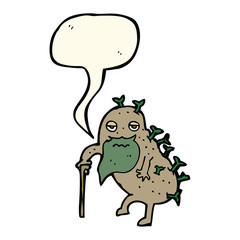 cartoon old potato with speech bubble