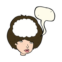 cartoon empty headed woman with speech bubble
