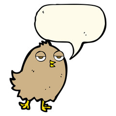 funny cartoon bird with speech bubble
