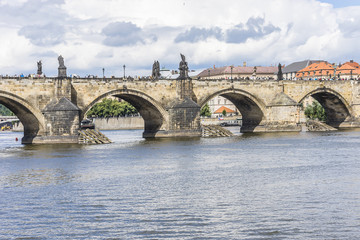 Fototapeta na wymiar View of Charles Bridge (Karluv most, 1357). Prague, Czech Rep.