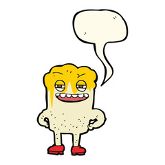 cartoon happy tooth with speech bubble