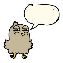 funny cartoon bird with speech bubble