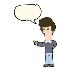 cartoon man pointing with speech bubble