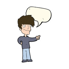 cartoon man pointing with speech bubble