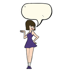 cartoon pretty woman with speech bubble