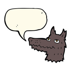 cartoon wolf head with speech bubble