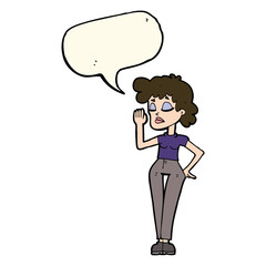 cartoon woman ignoring with speech bubble