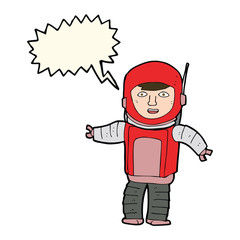 cartoon astronaut with speech bubble