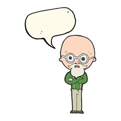 cartoon annoyed old man with speech bubble