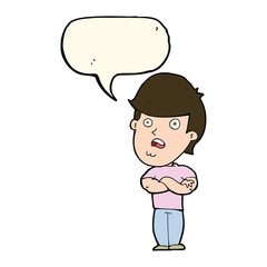 cartoon disappointed man with speech bubble