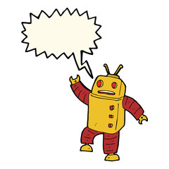 cartoon robot with speech bubble