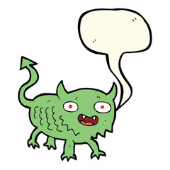 cartoon little demon with speech bubble