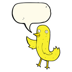 funny cartoon bird with speech bubble