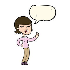 cartoon woman ignoring with speech bubble