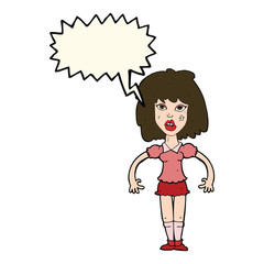 cartoon girl fight with speech bubble