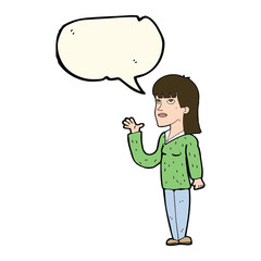 cartoon woman explaining with speech bubble