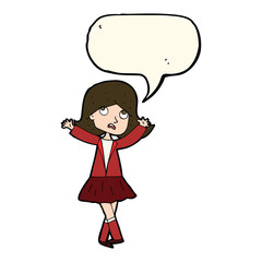 cartoon unhappy girl with speech bubble