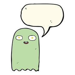 funny cartoon ghost with speech bubble