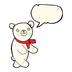 cute cartoon polar teddy bear with speech bubble